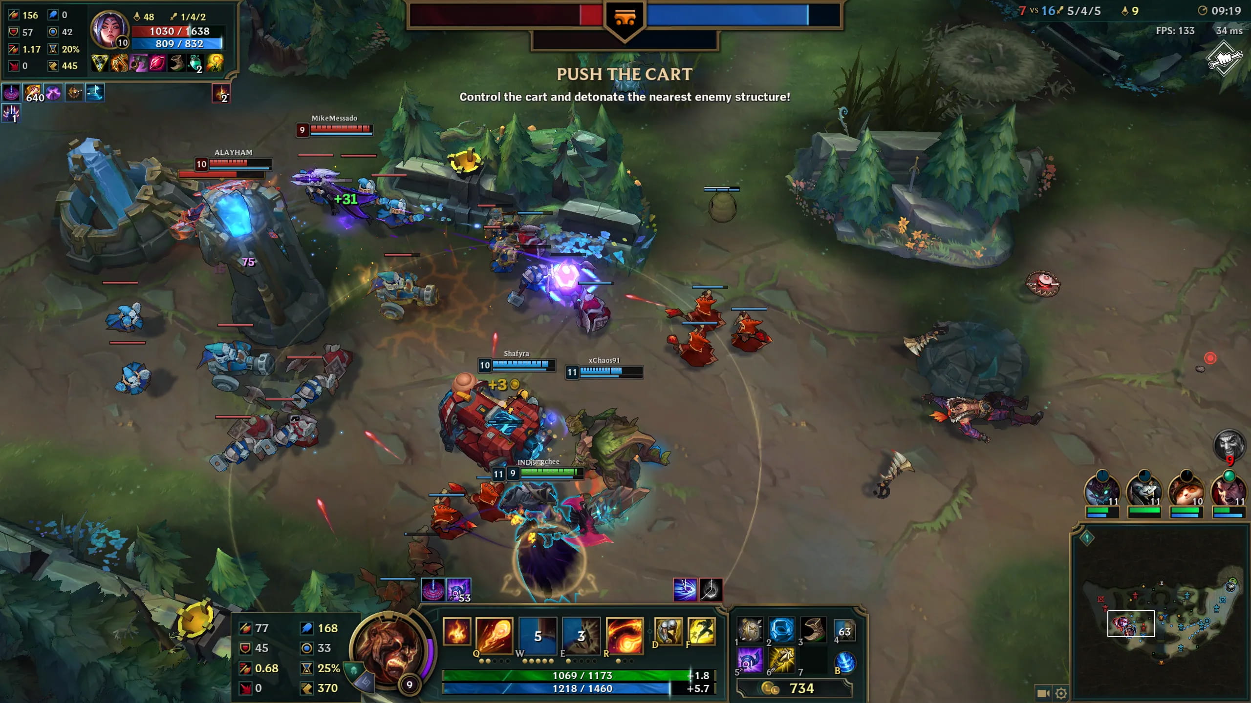 SideEye overlay in League of Legends gameplay showing team positioning